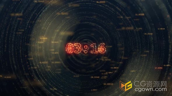 粒子特效HUD动画UI视频倒计时5分钟倒数时间动画-视频素材