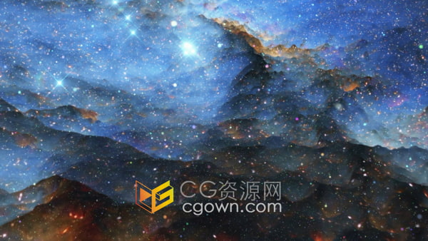 飞往蓝色星云繁星点点星系场景动画背景视频素材下载