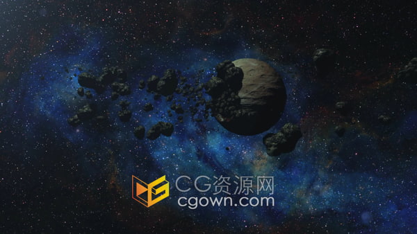 死亡星球镂空围绕碎石太空星系背景视频素材下载