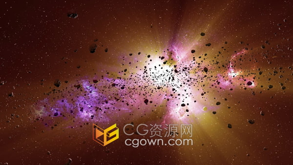 小行星探测碎石飞行动画背景视频素材下载