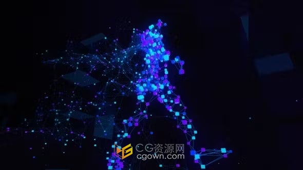 抽象科技感行走的人粒子特效VJ屏幕循环背景视频素材