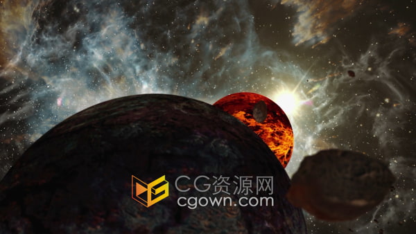 太阳系外行星06星球动画银河系太空场景视频素材下载