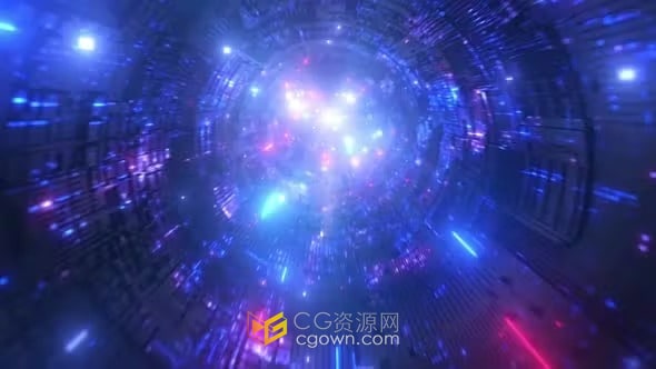 通过隧道电缆飞行的数据抽象高科技可视化背景视频素材