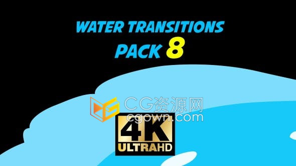 4K卡通水效果转场制作海滨旅游休闲度假视频宣传相册过渡动画-视频素材