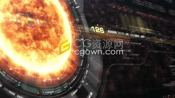 高科技HUD技术概念矩阵太阳粒子全息日冕效果视频素材下载