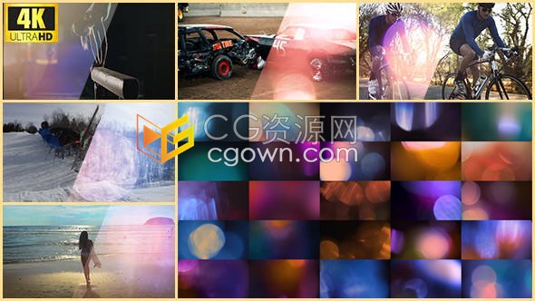 4K分辨率35组色彩艳丽镜头光晕光泄漏散景光效视频素材下载