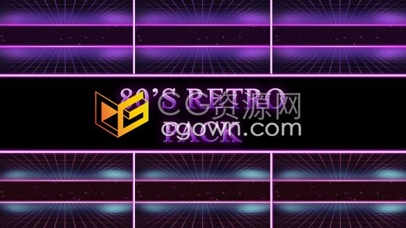 80年代复古背景霓虹灯网格场景光线动画VJ背景视频素材下载