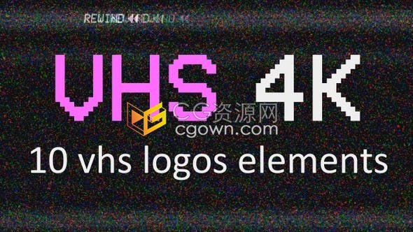 10组4K分辨率VHS效果复古电视雪花失真故障画面效果视频素材下载