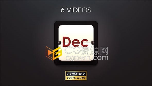 1月到12月份翻页倒计时深色6种款式效果视频素材下载