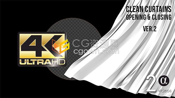 4K分辨率视频素材剧院舞台窗帘幕帘拉开关闭动画效果带Alpha透明通道