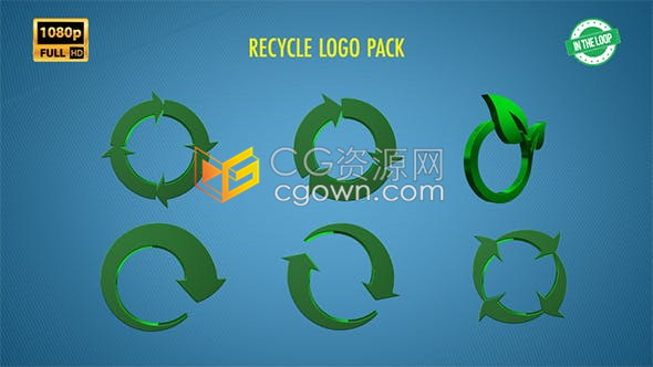 3D绿色环保环境回收节约生态系统图标动画6种效果-视频素材下载