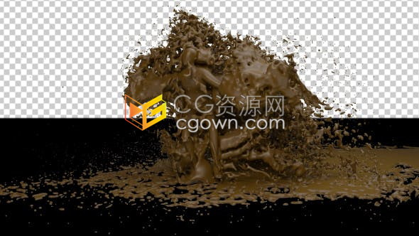 巧克力果酱粘性流动水动画舞蹈带动飞溅模拟特效视频素材下载