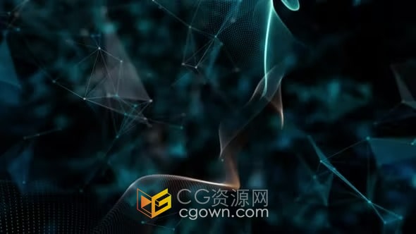 视频素材-点线面粒子丛现代抽象空间数字商业科技游戏主题宣传Plexus技术背景