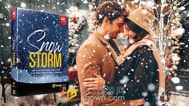 4K分辨率视频素材-100组冬季下雪场景雪花飞舞粒子特效4K视频素材