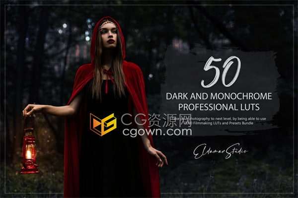 50个深色和单色黑白照片风格LUT和预设包