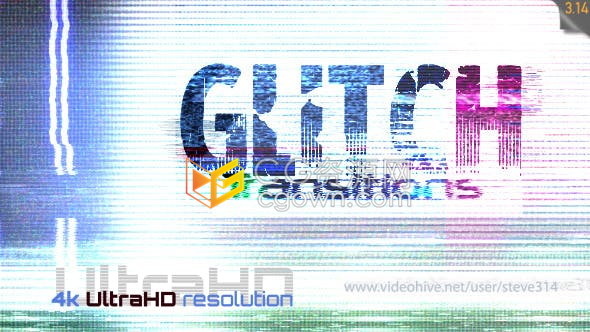 4K视频素材27种信号故障干扰毛刺失真闪光Glitch转场动画效果素材