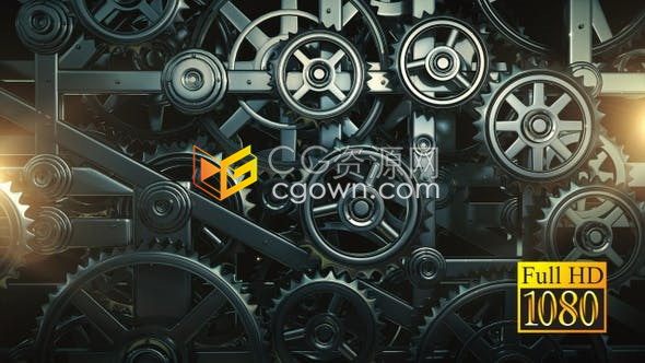 视频素材-机械齿轮电影背景动作电影片头齿轮动画