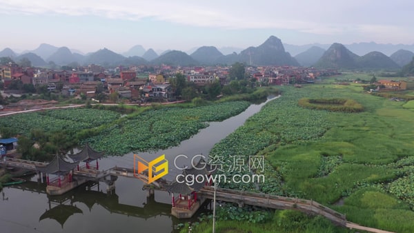 航拍世外桃园云南普者黑风景区-实拍视频素材