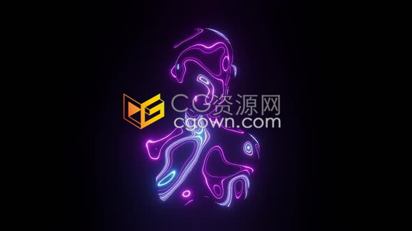抽象多彩霓虹灯人像360度视频映射AI技术人工智能图形背景视频素材