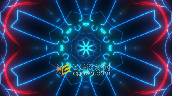 4K抽象霓虹灯万花筒舞台背景VJ循环视频素材
