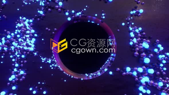 视频素材-4K球形黑洞VJ循环霓虹灯光弹跳效果音乐会舞台背景免费下载