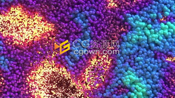 视频素材-抽象五彩球体跳动模拟流体波浪燃烧粒子特效背景