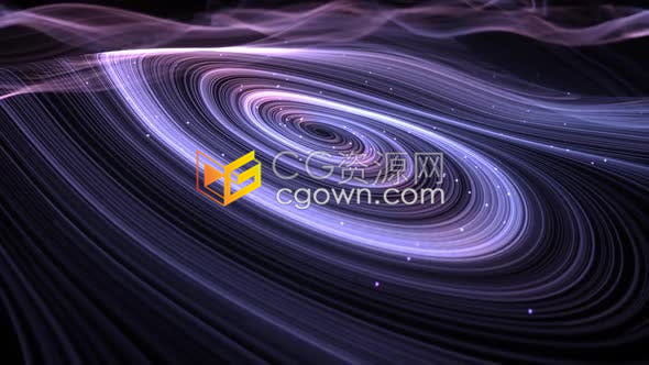 视频素材-带粒子线的蓝紫色漩涡背景动画用于抽象宇宙空间未来科技场景