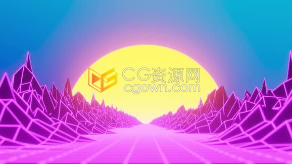 视频素材-4K复古风格之旅霓虹灯网格80年代街机风潮VJ循环背景动画