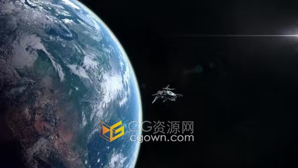 未来派宇宙飞船离开地球轨道4K分辨率科技视频素材