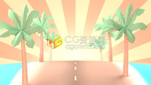 夏季公路旅行3d动画背景儿童电视节目旅行频道户外探险休闲活动视频素材