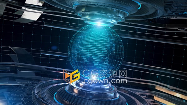 投射高科技线框数字地球全球全息图4K背景视频素材