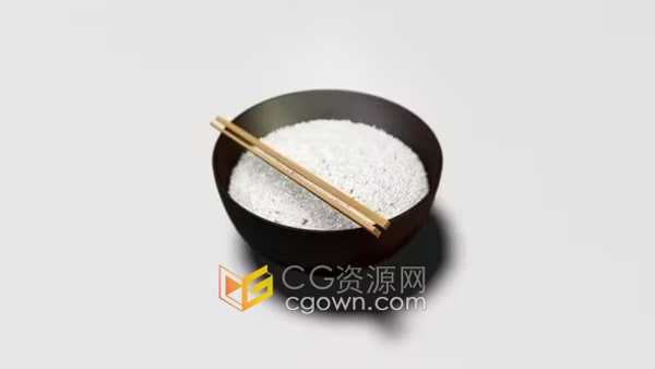 干净白色背景上一碗米饭烹饪视频素材免费下载