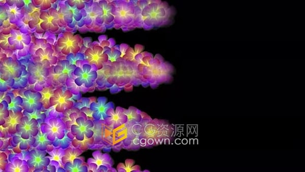 七彩花朵从左到右生长过渡效果视频素材下载