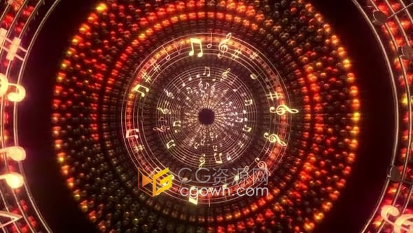 音符弧闪烁舞台背景音乐会庆典舞蹈节日LED屏幕视频素材