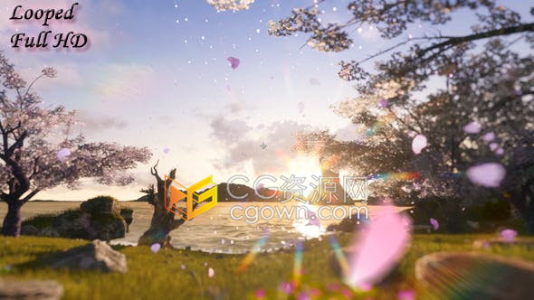 视频素材夏天自然树叶花瓣花卉飞行无缝循环动画背景视频素材