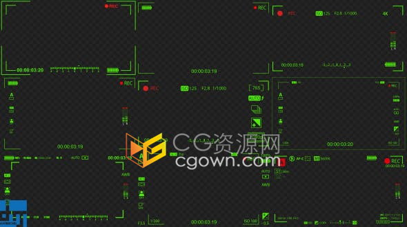 视频素材9种单反相机对焦取景器信息显示样式效果动画素材