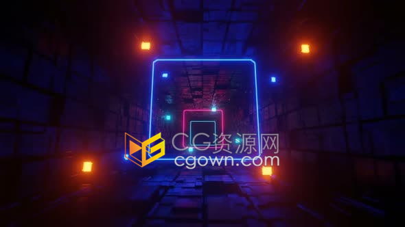 VJ素材激光霓虹灯框架隧道循环动画动态背景视频素材下载
