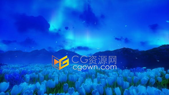 视频素材野外百合山场景深蓝魔法森林童话般风景动态背景视频