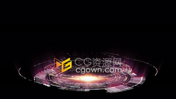 视频素材动态全息圆形科技感用户界面的抬头显示屏元素动画
