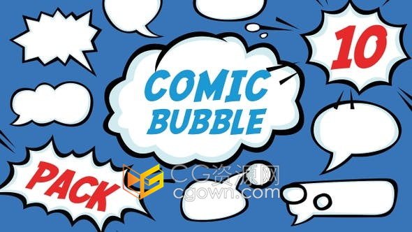 视频素材-10款漫画泡泡对话框气泡视频字幕标签图形动画元素