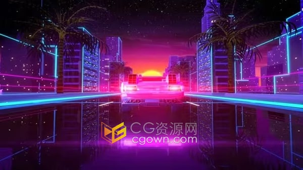 复古霓虹灯城市场景循环动画背景视频VJ素材