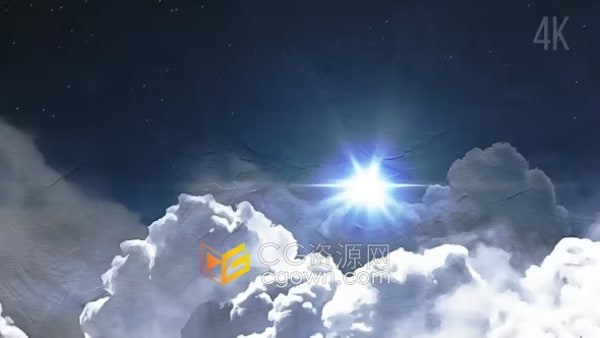 云层上飞行景观场景动画视频素材4K分辨率
