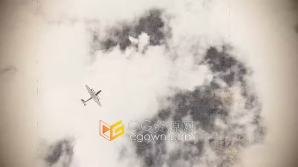 历史上战争轰炸机飞行场景老旧复古动画视频素材下载