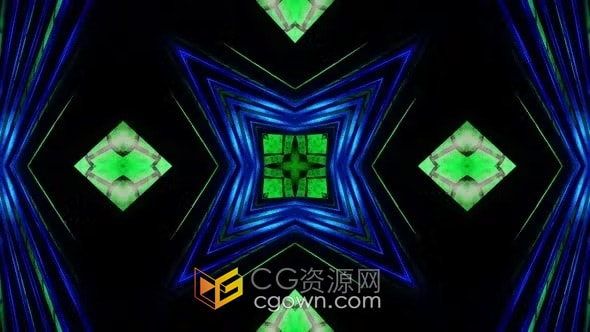 星形图案蓝色抽象背景万花筒VJ循环视频素材下载