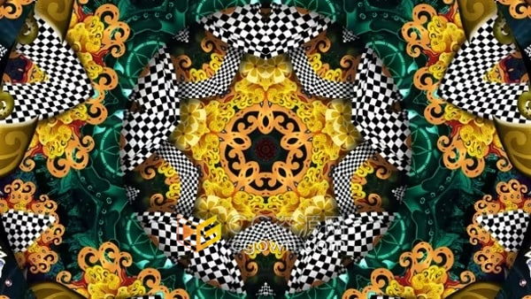 巴厘岛元素图案万花筒民族舞蹈舞台背景视频素材