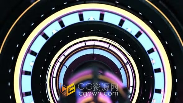 旋转图形元素直播新闻演播室数字技术背景-视频素材