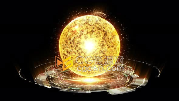 4K视频素材-数字全息图HUD核聚变能量模拟器遥测信息显示图形动画