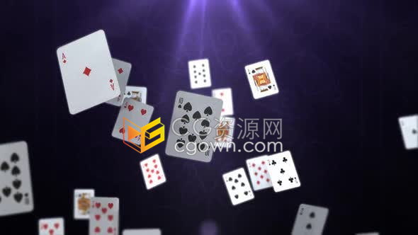 4K视频素材-纸扑克牌掉下动画循环视频动态背景Vj素材资源