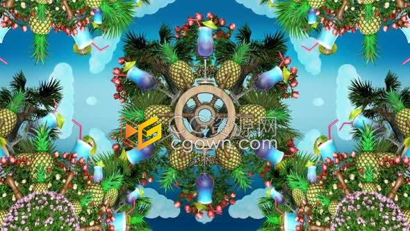 4K视频素材-菠萝地海夏季派对活动LED屏幕动态背景VJ视频资源