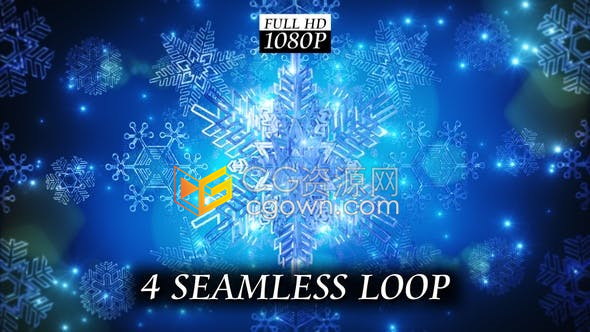 视频素材-4组不同效果冻结雪花降雪冬季圣诞节LED背景屏幕动画素材
